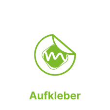 Konturgeschnittene Aufkleber aus Folie, witterungsbeständig.
