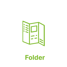 Gefalzte Folder und Wickelfalz aus der Weiterverarbeitung.