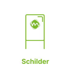 Schilder aus Dibond, Acryl und Hohlkammerplatte.